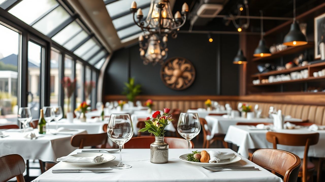 Salle à manger moderne et élégante du restaurant gastronomique Demo Feady's à Paris.